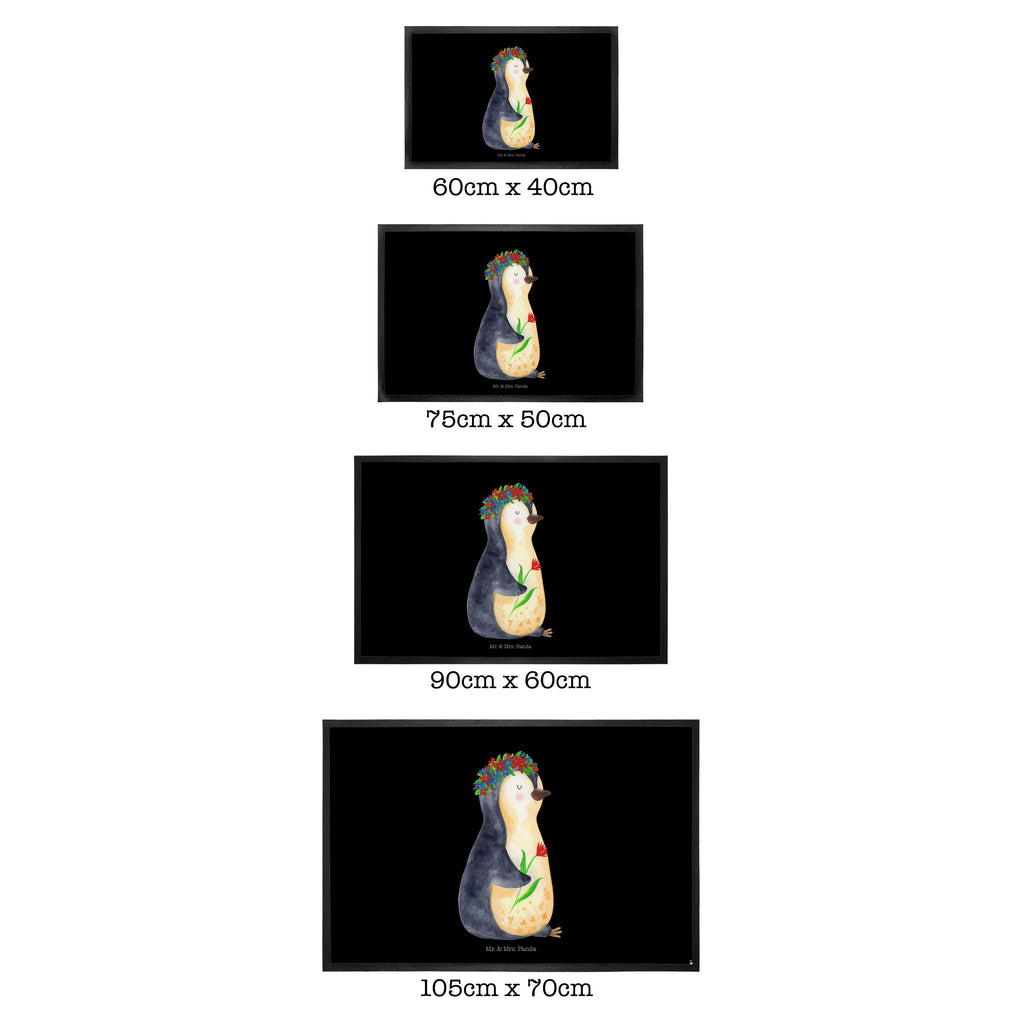 Fußmatte Pinguin Blumenkranz Türvorleger, Schmutzmatte, Fußabtreter, Matte, Schmutzfänger, Fußabstreifer, Schmutzfangmatte, Türmatte, Motivfußmatte, Haustürmatte, Vorleger, Pinguin, Pinguine, Blumenkranz, Universum, Leben, Wünsche, Ziele, Lebensziele, Motivation, Lebenslust, Liebeskummer, Geschenkidee