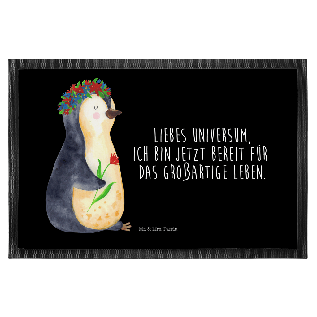 Fußmatte Pinguin Blumenkranz Türvorleger, Schmutzmatte, Fußabtreter, Matte, Schmutzfänger, Fußabstreifer, Schmutzfangmatte, Türmatte, Motivfußmatte, Haustürmatte, Vorleger, Pinguin, Pinguine, Blumenkranz, Universum, Leben, Wünsche, Ziele, Lebensziele, Motivation, Lebenslust, Liebeskummer, Geschenkidee