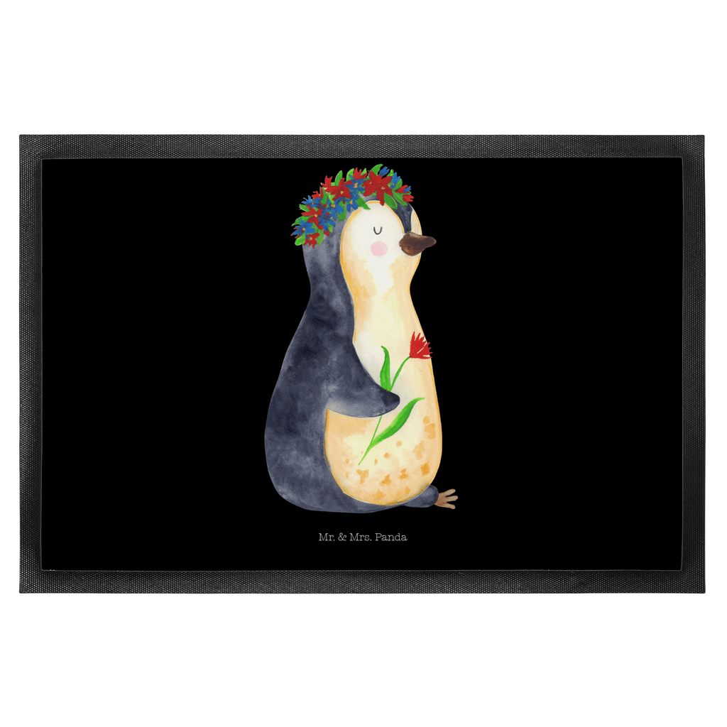 Fußmatte Pinguin Blumenkranz Türvorleger, Schmutzmatte, Fußabtreter, Matte, Schmutzfänger, Fußabstreifer, Schmutzfangmatte, Türmatte, Motivfußmatte, Haustürmatte, Vorleger, Pinguin, Pinguine, Blumenkranz, Universum, Leben, Wünsche, Ziele, Lebensziele, Motivation, Lebenslust, Liebeskummer, Geschenkidee