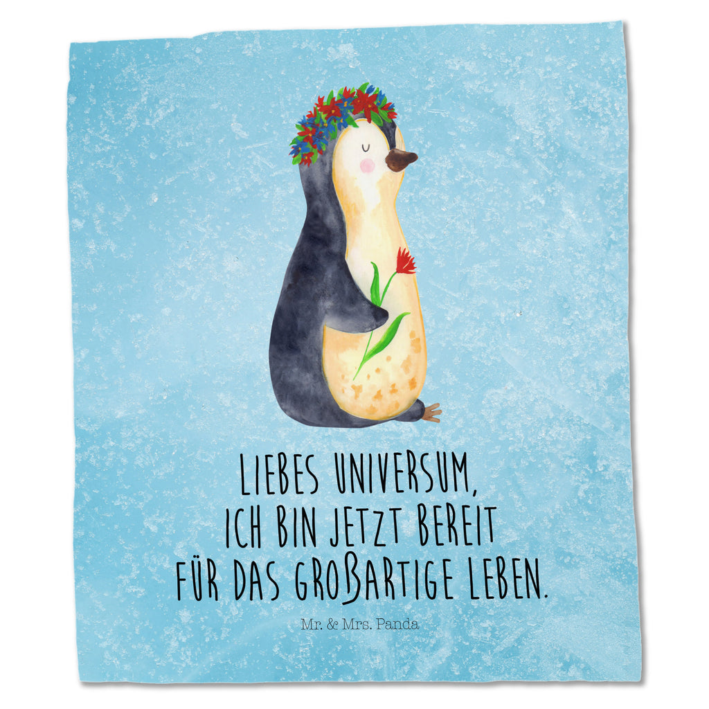 Tragetasche Pinguin Blumenkranz Beuteltasche, Beutel, Einkaufstasche, Jutebeutel, Stoffbeutel, Pinguin, Pinguine, Blumenkranz, Universum, Leben, Wünsche, Ziele, Lebensziele, Motivation, Lebenslust, Liebeskummer, Geschenkidee