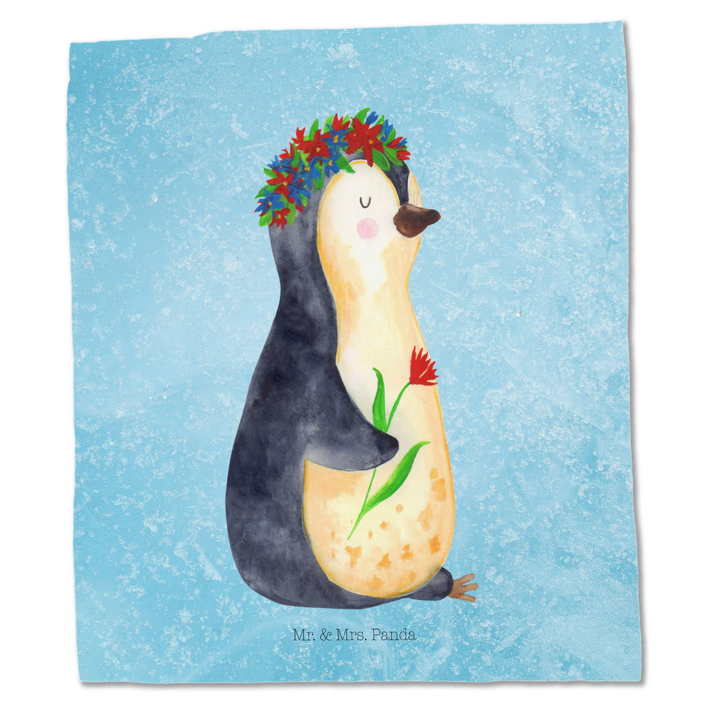 Tragetasche Pinguin Blumenkranz Beuteltasche, Beutel, Einkaufstasche, Jutebeutel, Stoffbeutel, Pinguin, Pinguine, Blumenkranz, Universum, Leben, Wünsche, Ziele, Lebensziele, Motivation, Lebenslust, Liebeskummer, Geschenkidee