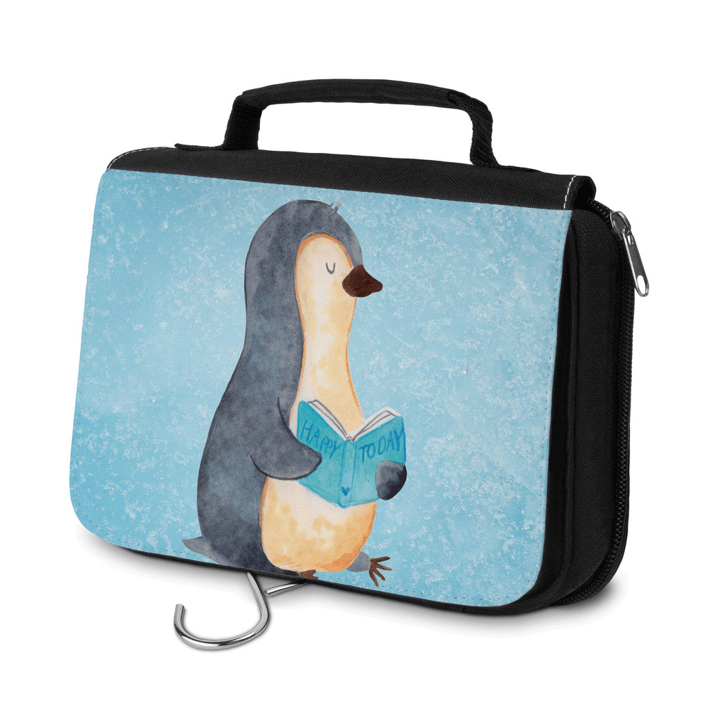 Kulturbeutel Pinguin Buch Kulturbeutel, Zum Aufhängen, Waschtasche, Kosmetiktasche, Damen, Herren, Aufbewahrungstasche, Schminktasche, Kosmetikbeutel, Organizer, Kulturtasche, Schminkutensil, Pinguin, Pinguine, Buch, Lesen, Bücherwurm, Nichtstun, Faulenzen, Ferien, Urlaub, Freizeit