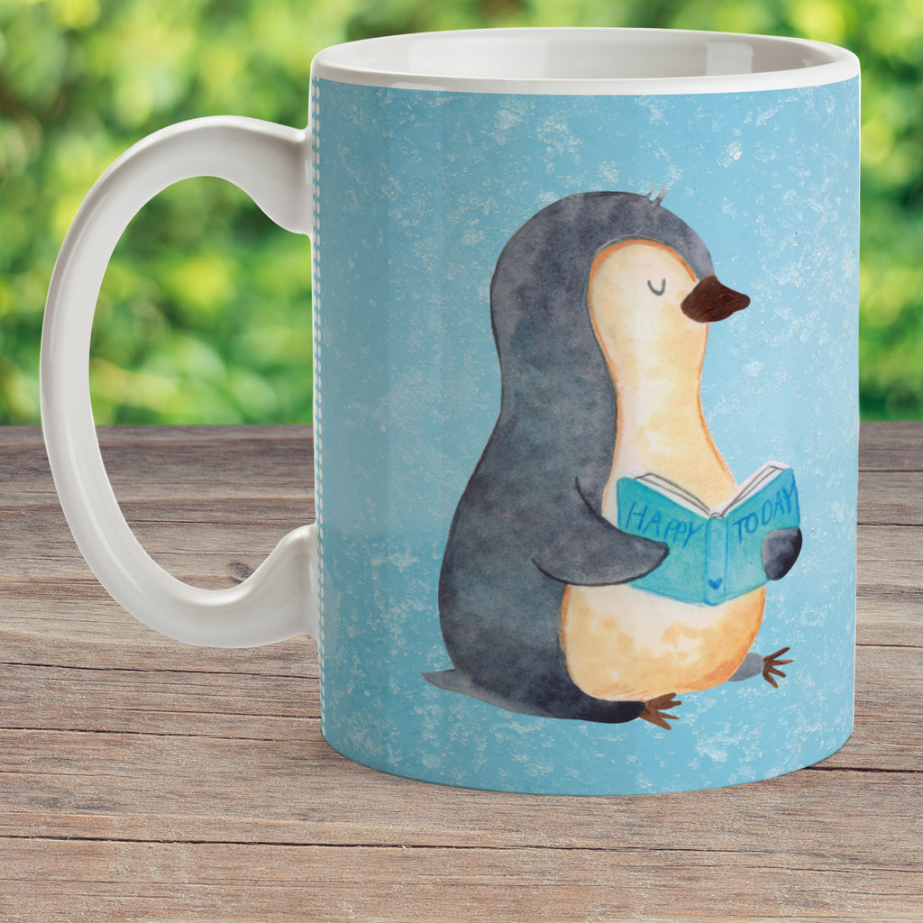 Kindertasse Pinguin Buch Kunststoff Tasse, Kindergarten, Tasse, Trinkbecher, Camping Becher, Kaffeetasse, Kunststoffbecher, Kindergartenbecher, Outdoorgeschirr, Kunststoffgeschirr, Reisebecher, Reisetasse, Kinderbecher, Pinguin, Pinguine, Buch, Lesen, Bücherwurm, Nichtstun, Faulenzen, Ferien, Urlaub, Freizeit