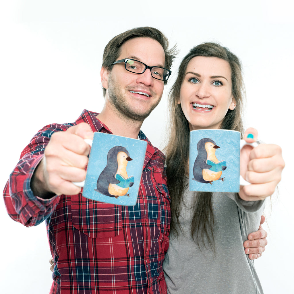 Kindertasse Pinguin Buch Kunststoff Tasse, Kindergarten, Tasse, Trinkbecher, Camping Becher, Kaffeetasse, Kunststoffbecher, Kindergartenbecher, Outdoorgeschirr, Kunststoffgeschirr, Reisebecher, Reisetasse, Kinderbecher, Pinguin, Pinguine, Buch, Lesen, Bücherwurm, Nichtstun, Faulenzen, Ferien, Urlaub, Freizeit