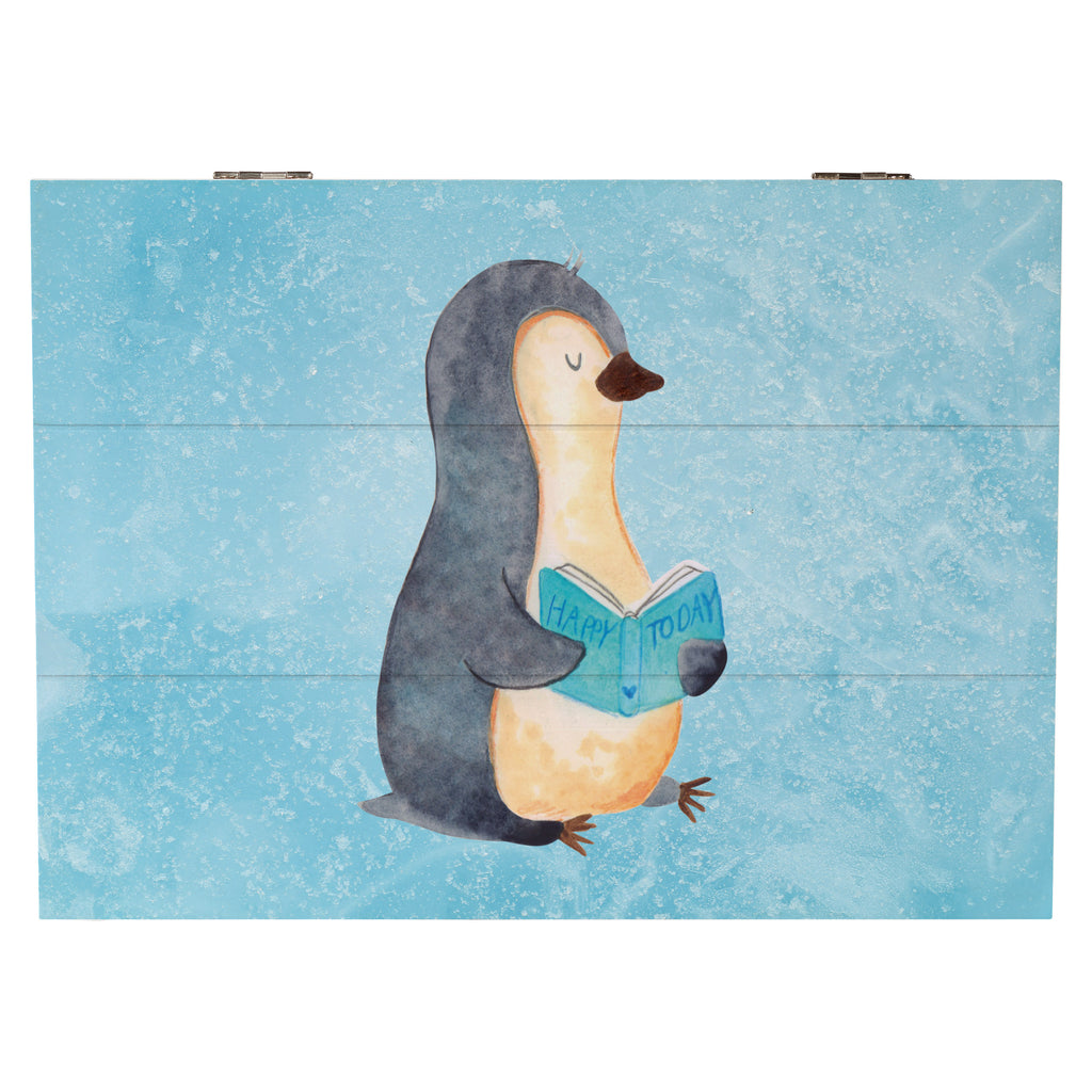Holzkiste Pinguin Buch Holzkiste, Kiste, Schatzkiste, Truhe, Schatulle, XXL, Erinnerungsbox, Erinnerungskiste, Dekokiste, Aufbewahrungsbox, Pinguin, Pinguine, Buch, Lesen, Bücherwurm, Nichtstun, Faulenzen, Ferien, Urlaub, Freizeit