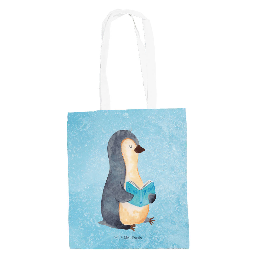 Tragetasche Pinguin Buch Beuteltasche, Beutel, Einkaufstasche, Jutebeutel, Stoffbeutel, Pinguin, Pinguine, Buch, Lesen, Bücherwurm, Nichtstun, Faulenzen, Ferien, Urlaub, Freizeit