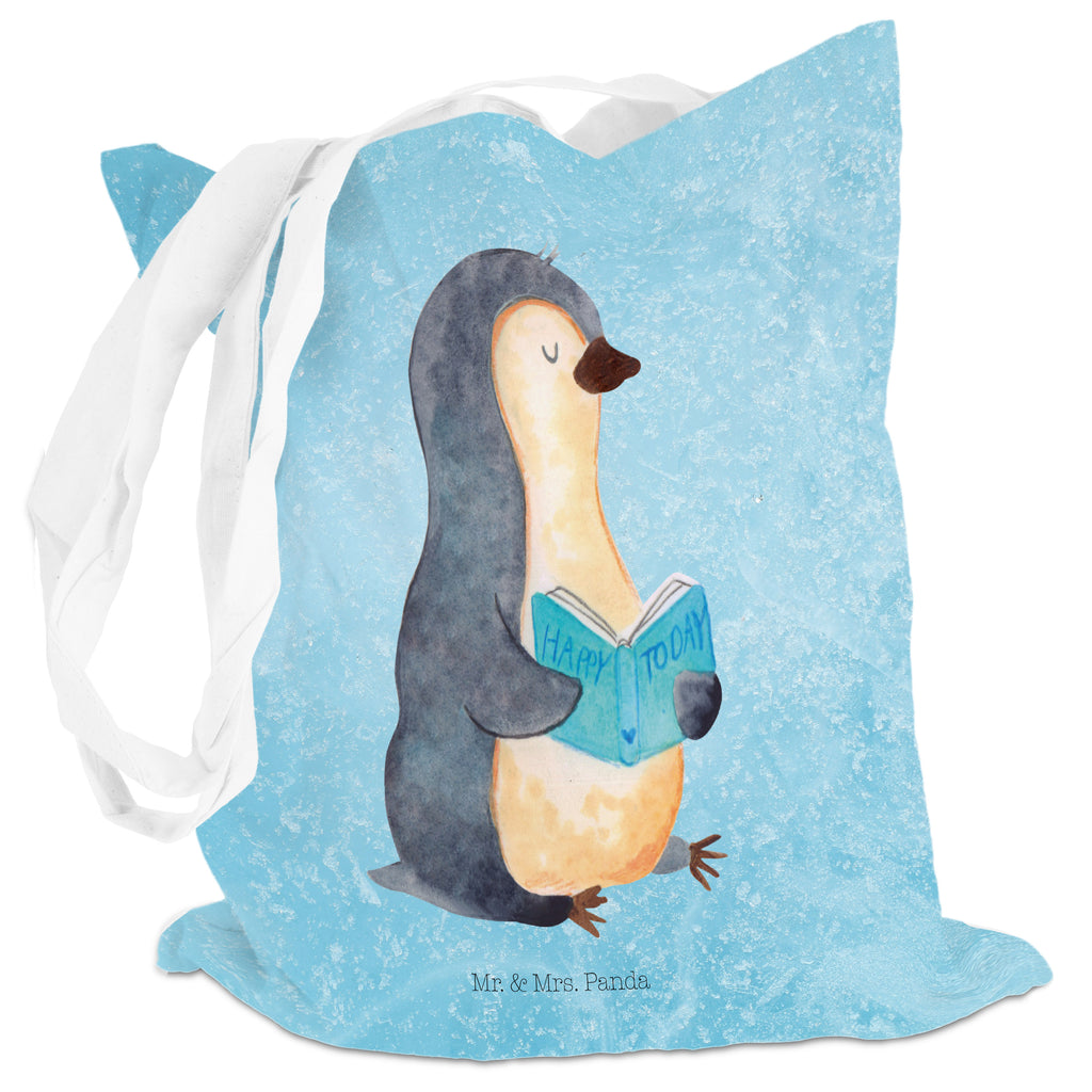 Tragetasche Pinguin Buch Beuteltasche, Beutel, Einkaufstasche, Jutebeutel, Stoffbeutel, Pinguin, Pinguine, Buch, Lesen, Bücherwurm, Nichtstun, Faulenzen, Ferien, Urlaub, Freizeit