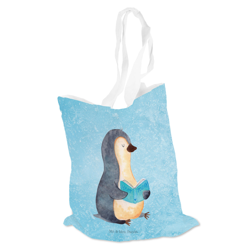 Tragetasche Pinguin Buch Beuteltasche, Beutel, Einkaufstasche, Jutebeutel, Stoffbeutel, Pinguin, Pinguine, Buch, Lesen, Bücherwurm, Nichtstun, Faulenzen, Ferien, Urlaub, Freizeit