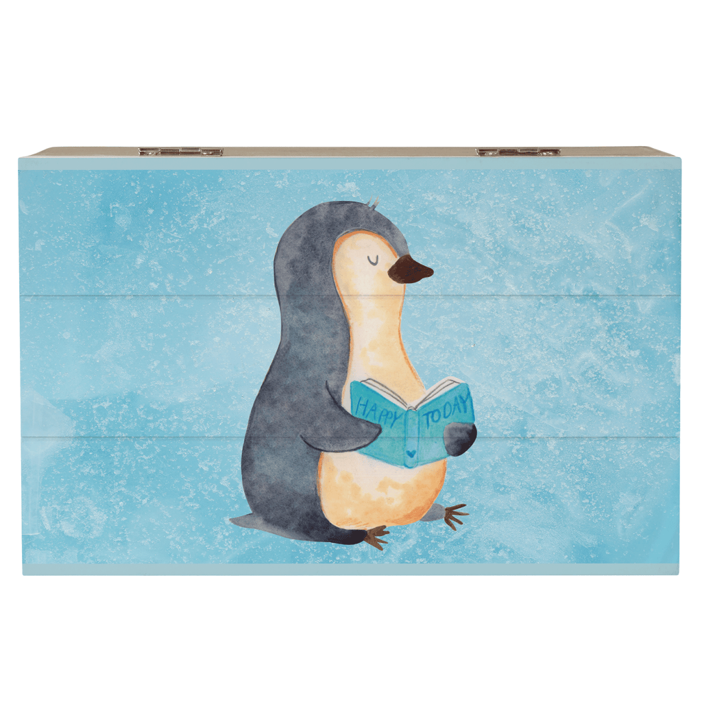 Holzkiste Pinguin Buch Holzkiste, Kiste, Schatzkiste, Truhe, Schatulle, XXL, Erinnerungsbox, Erinnerungskiste, Dekokiste, Aufbewahrungsbox, Pinguin, Pinguine, Buch, Lesen, Bücherwurm, Nichtstun, Faulenzen, Ferien, Urlaub, Freizeit
