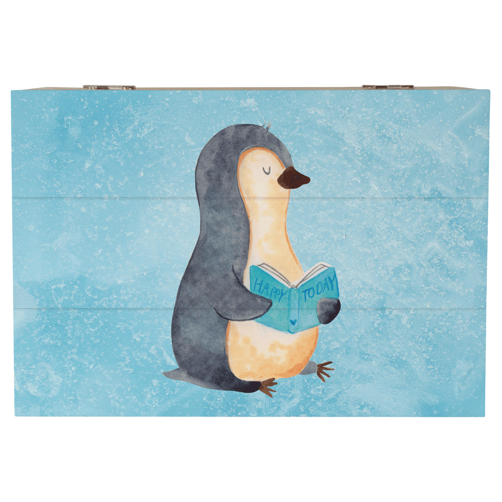 Holzkiste Pinguin Buch Holzkiste, Kiste, Schatzkiste, Truhe, Schatulle, XXL, Erinnerungsbox, Erinnerungskiste, Dekokiste, Aufbewahrungsbox, Pinguin, Pinguine, Buch, Lesen, Bücherwurm, Nichtstun, Faulenzen, Ferien, Urlaub, Freizeit