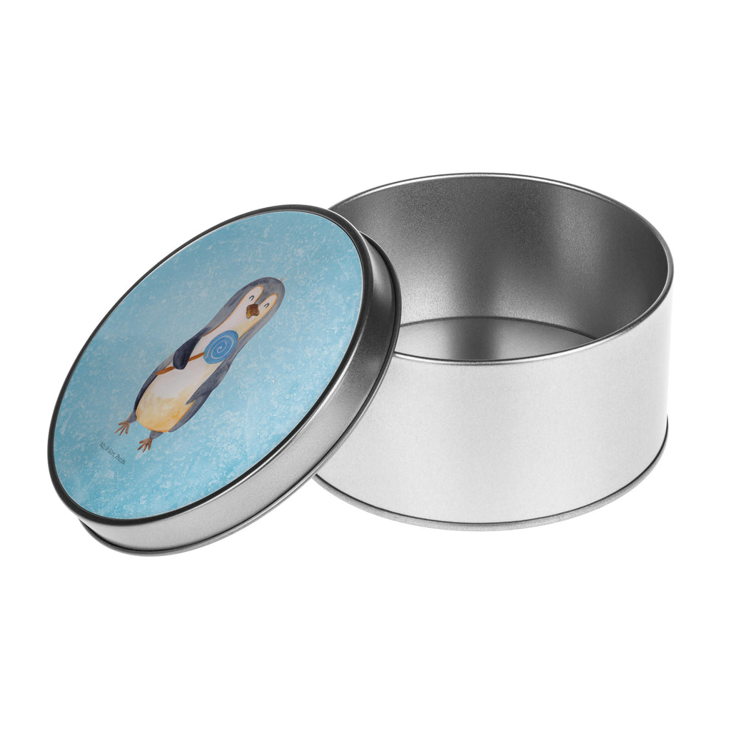 Blechdose rund Pinguin Lolli Metalldose, Keksdose, Dose, Vorratsdose, Geschenkbox, Pinguin, Pinguine, Lolli, Süßigkeiten, Blödsinn, Spruch, Rebell, Gauner, Ganove, Rabauke