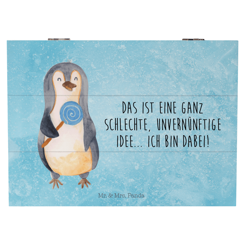 Holzkiste Pinguin Lolli Holzkiste, Kiste, Schatzkiste, Truhe, Schatulle, XXL, Erinnerungsbox, Erinnerungskiste, Dekokiste, Aufbewahrungsbox, Pinguin, Pinguine, Lolli, Süßigkeiten, Blödsinn, Spruch, Rebell, Gauner, Ganove, Rabauke