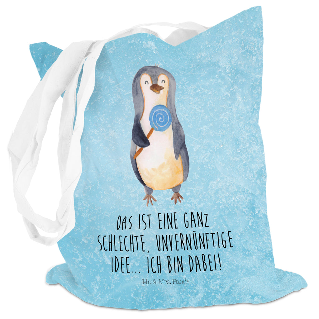 Tragetasche Pinguin Lolli Beuteltasche, Beutel, Einkaufstasche, Jutebeutel, Stoffbeutel, Pinguin, Pinguine, Lolli, Süßigkeiten, Blödsinn, Spruch, Rebell, Gauner, Ganove, Rabauke