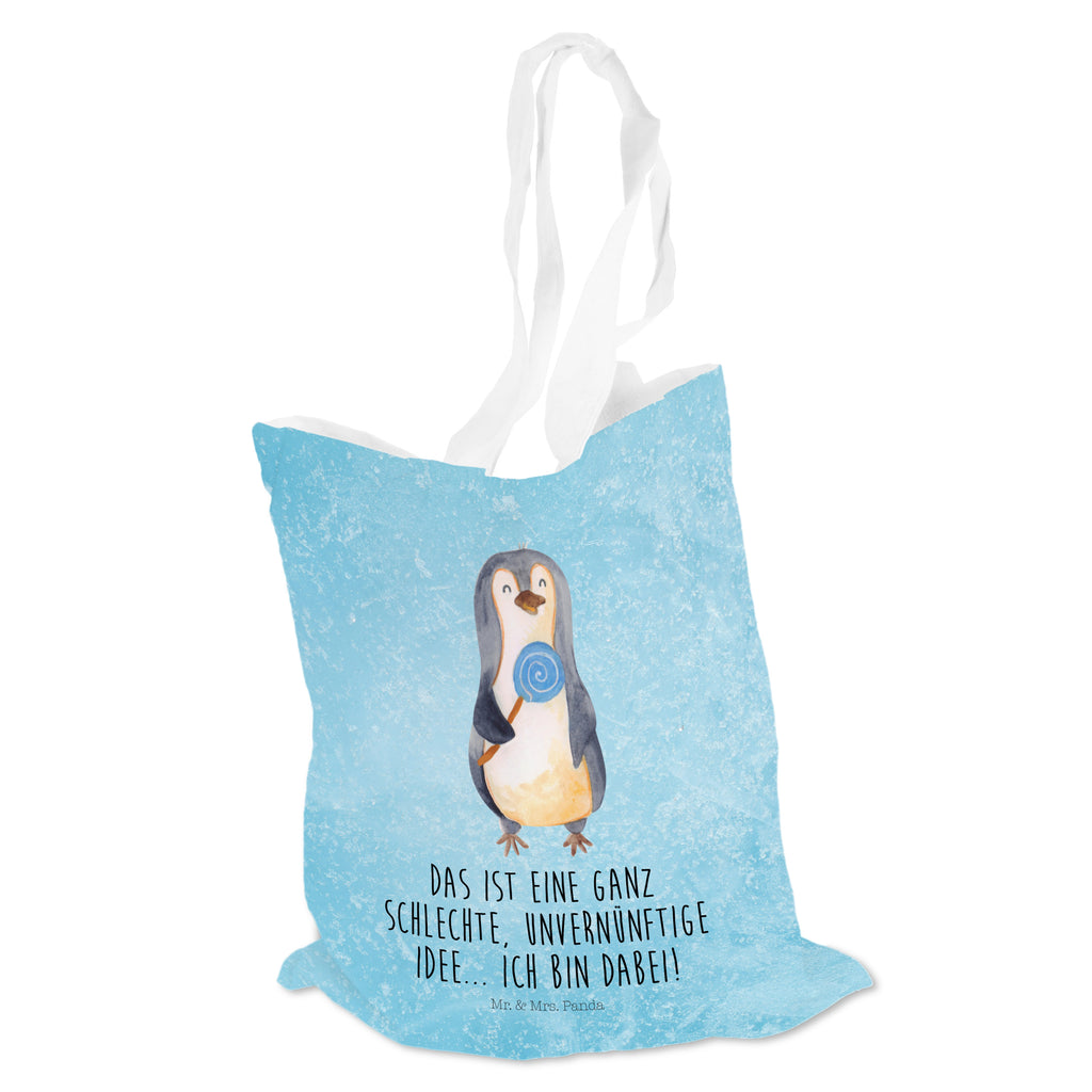 Tragetasche Pinguin Lolli Beuteltasche, Beutel, Einkaufstasche, Jutebeutel, Stoffbeutel, Pinguin, Pinguine, Lolli, Süßigkeiten, Blödsinn, Spruch, Rebell, Gauner, Ganove, Rabauke