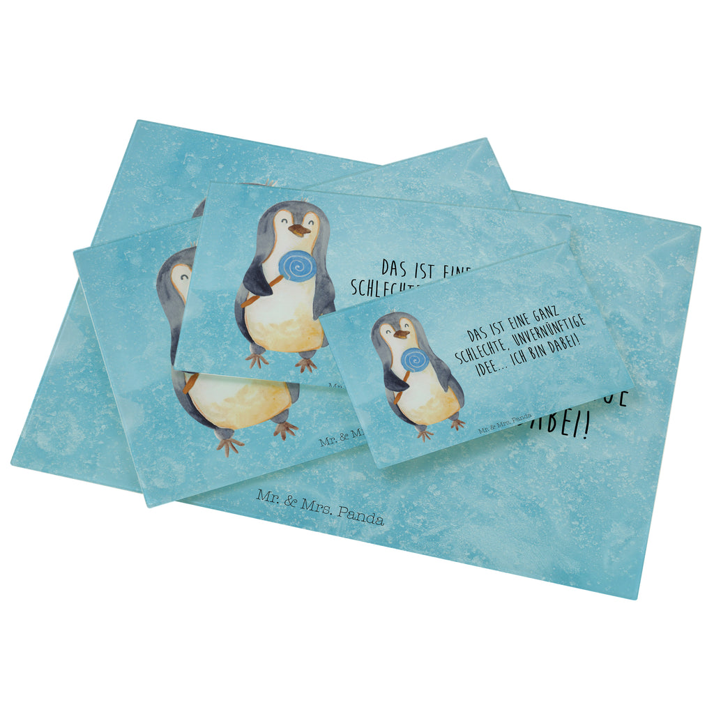 XL Glas Schneidbrett Pinguin Lolli Glasschneidebrett, Schneidebrett, Frühstücksbrett, Küche, Pinguin, Pinguine, Lolli, Süßigkeiten, Blödsinn, Spruch, Rebell, Gauner, Ganove, Rabauke