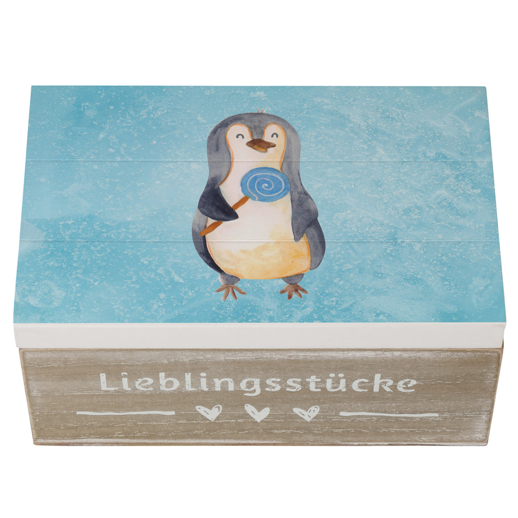 Holzkiste Pinguin Lolli Holzkiste, Kiste, Schatzkiste, Truhe, Schatulle, XXL, Erinnerungsbox, Erinnerungskiste, Dekokiste, Aufbewahrungsbox, Pinguin, Pinguine, Lolli, Süßigkeiten, Blödsinn, Spruch, Rebell, Gauner, Ganove, Rabauke