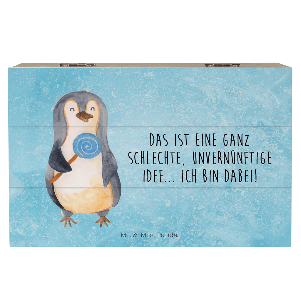 Holzkiste Pinguin Lolli Holzkiste, Kiste, Schatzkiste, Truhe, Schatulle, XXL, Erinnerungsbox, Erinnerungskiste, Dekokiste, Aufbewahrungsbox, Pinguin, Pinguine, Lolli, Süßigkeiten, Blödsinn, Spruch, Rebell, Gauner, Ganove, Rabauke