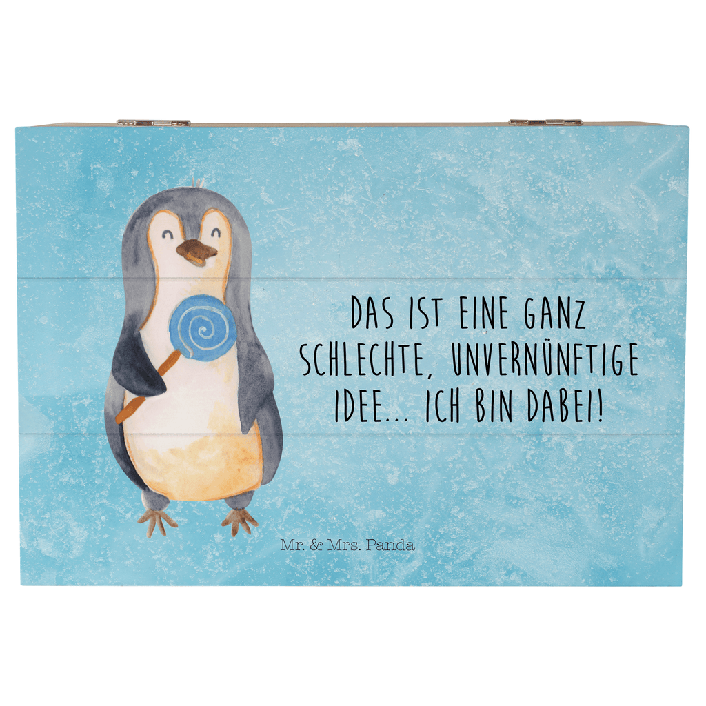 Holzkiste Pinguin Lolli Holzkiste, Kiste, Schatzkiste, Truhe, Schatulle, XXL, Erinnerungsbox, Erinnerungskiste, Dekokiste, Aufbewahrungsbox, Pinguin, Pinguine, Lolli, Süßigkeiten, Blödsinn, Spruch, Rebell, Gauner, Ganove, Rabauke