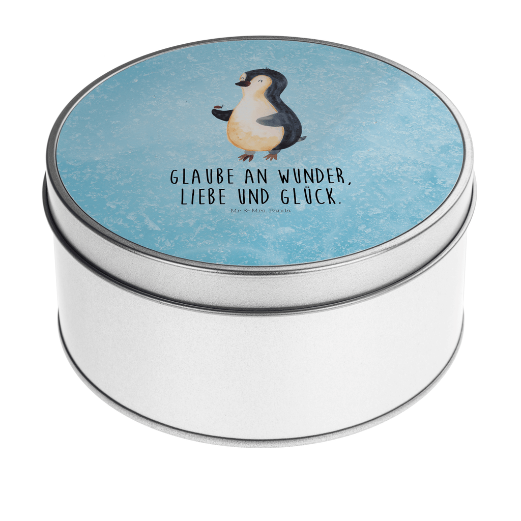 Blechdose rund Pinguin Marienkäfer Metalldose, Keksdose, Dose, Vorratsdose, Geschenkbox, Pinguin, Pinguine, Marienkäfer, Liebe, Wunder, Glück, Freude, Lebensfreude