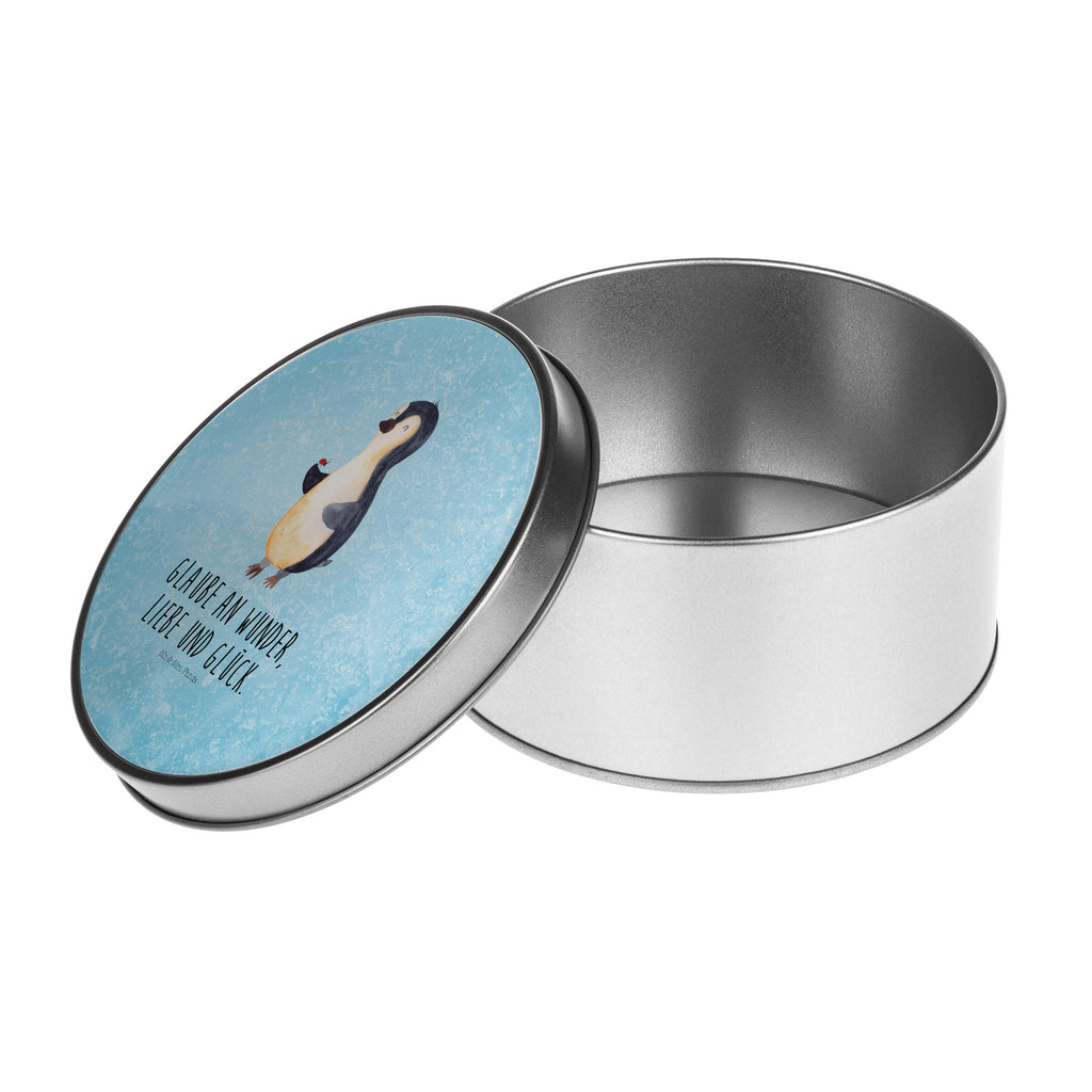 Blechdose rund Pinguin Marienkäfer Metalldose, Keksdose, Dose, Vorratsdose, Geschenkbox, Pinguin, Pinguine, Marienkäfer, Liebe, Wunder, Glück, Freude, Lebensfreude