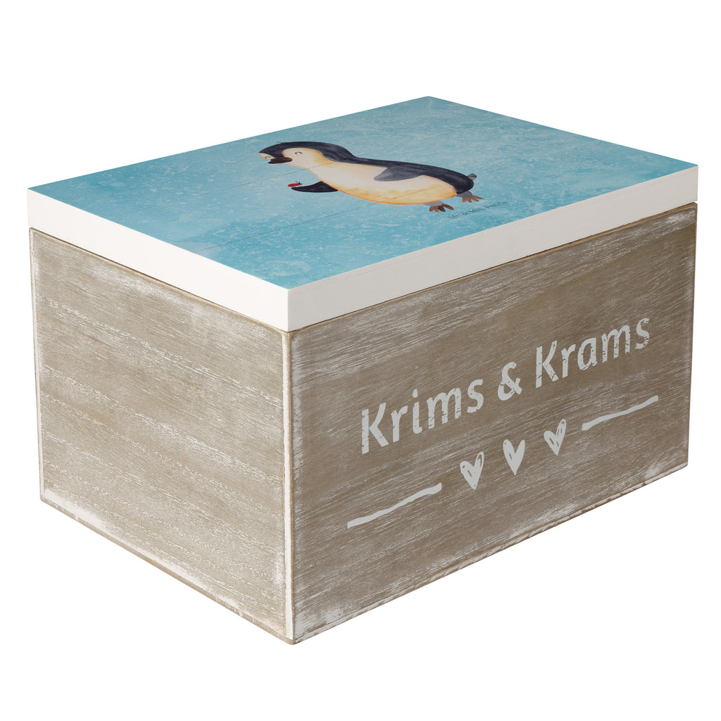 Holzkiste Pinguin Marienkäfer Holzkiste, Kiste, Schatzkiste, Truhe, Schatulle, XXL, Erinnerungsbox, Erinnerungskiste, Dekokiste, Aufbewahrungsbox, Pinguin, Pinguine, Marienkäfer, Liebe, Wunder, Glück, Freude, Lebensfreude