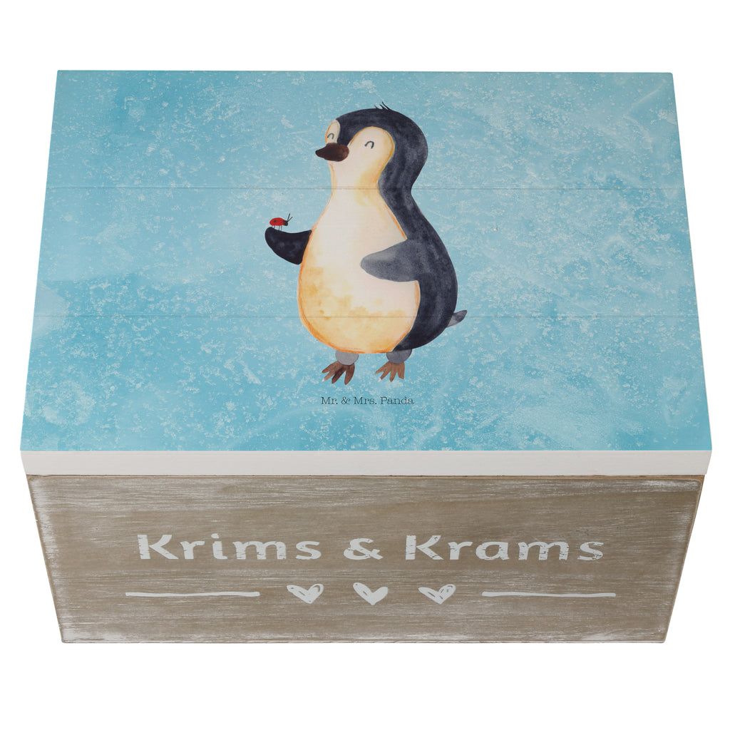 Holzkiste Pinguin Marienkäfer Holzkiste, Kiste, Schatzkiste, Truhe, Schatulle, XXL, Erinnerungsbox, Erinnerungskiste, Dekokiste, Aufbewahrungsbox, Pinguin, Pinguine, Marienkäfer, Liebe, Wunder, Glück, Freude, Lebensfreude