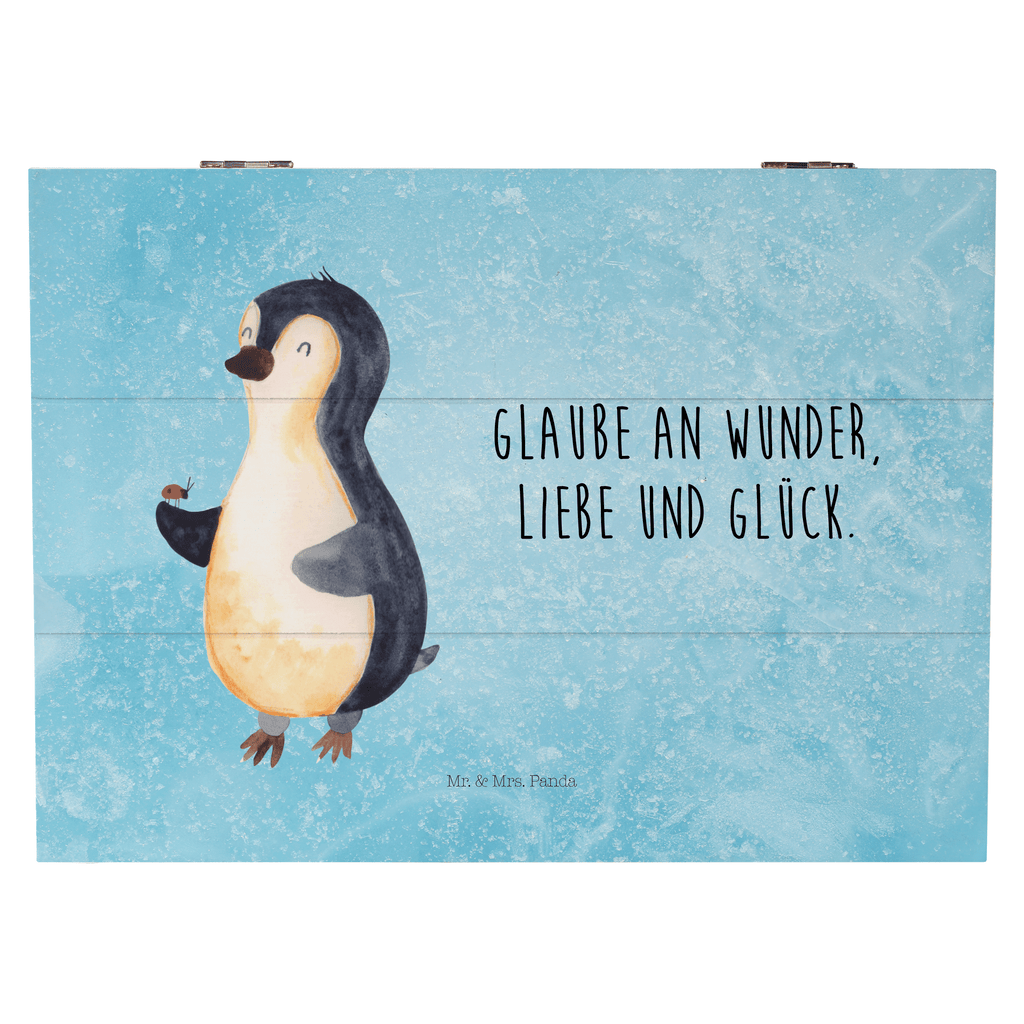 Holzkiste Pinguin Marienkäfer Holzkiste, Kiste, Schatzkiste, Truhe, Schatulle, XXL, Erinnerungsbox, Erinnerungskiste, Dekokiste, Aufbewahrungsbox, Pinguin, Pinguine, Marienkäfer, Liebe, Wunder, Glück, Freude, Lebensfreude