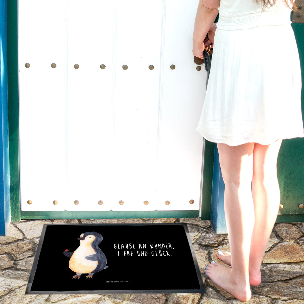 Fußmatte Pinguin Marienkäfer Türvorleger, Schmutzmatte, Fußabtreter, Matte, Schmutzfänger, Fußabstreifer, Schmutzfangmatte, Türmatte, Motivfußmatte, Haustürmatte, Vorleger, Pinguin, Pinguine, Marienkäfer, Liebe, Wunder, Glück, Freude, Lebensfreude