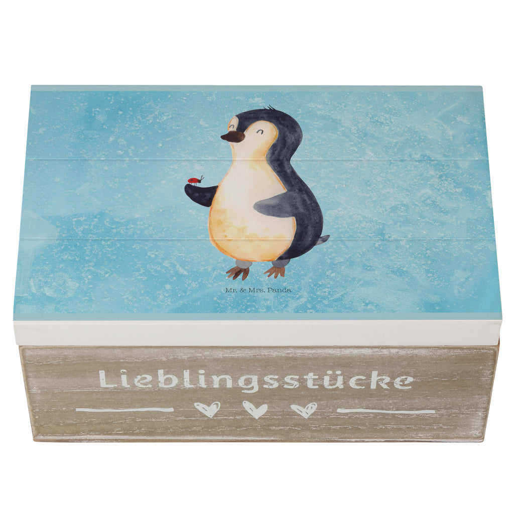 Holzkiste Pinguin Marienkäfer Holzkiste, Kiste, Schatzkiste, Truhe, Schatulle, XXL, Erinnerungsbox, Erinnerungskiste, Dekokiste, Aufbewahrungsbox, Pinguin, Pinguine, Marienkäfer, Liebe, Wunder, Glück, Freude, Lebensfreude
