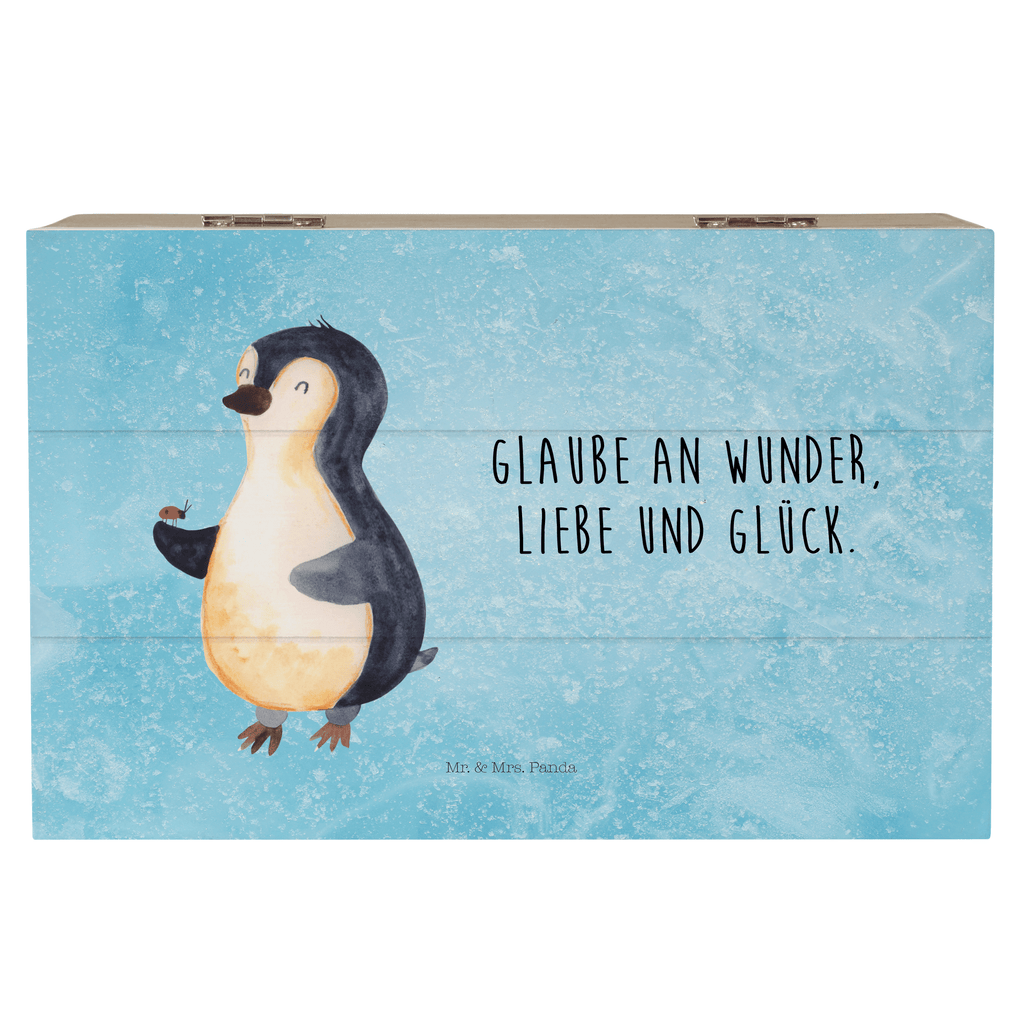 Holzkiste Pinguin Marienkäfer Holzkiste, Kiste, Schatzkiste, Truhe, Schatulle, XXL, Erinnerungsbox, Erinnerungskiste, Dekokiste, Aufbewahrungsbox, Pinguin, Pinguine, Marienkäfer, Liebe, Wunder, Glück, Freude, Lebensfreude