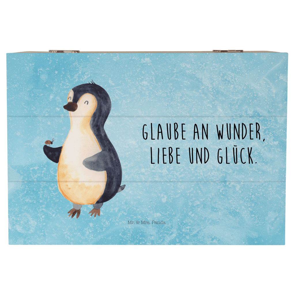 Holzkiste Pinguin Marienkäfer Holzkiste, Kiste, Schatzkiste, Truhe, Schatulle, XXL, Erinnerungsbox, Erinnerungskiste, Dekokiste, Aufbewahrungsbox, Pinguin, Pinguine, Marienkäfer, Liebe, Wunder, Glück, Freude, Lebensfreude