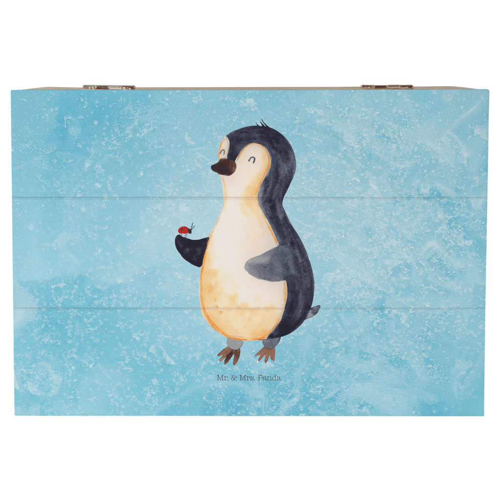 Holzkiste Pinguin Marienkäfer Holzkiste, Kiste, Schatzkiste, Truhe, Schatulle, XXL, Erinnerungsbox, Erinnerungskiste, Dekokiste, Aufbewahrungsbox, Pinguin, Pinguine, Marienkäfer, Liebe, Wunder, Glück, Freude, Lebensfreude