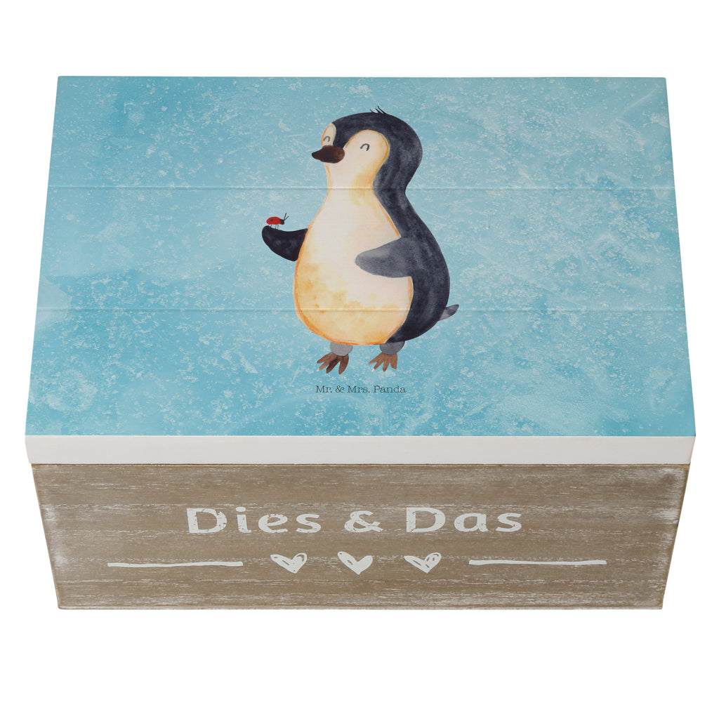 Holzkiste Pinguin Marienkäfer Holzkiste, Kiste, Schatzkiste, Truhe, Schatulle, XXL, Erinnerungsbox, Erinnerungskiste, Dekokiste, Aufbewahrungsbox, Pinguin, Pinguine, Marienkäfer, Liebe, Wunder, Glück, Freude, Lebensfreude