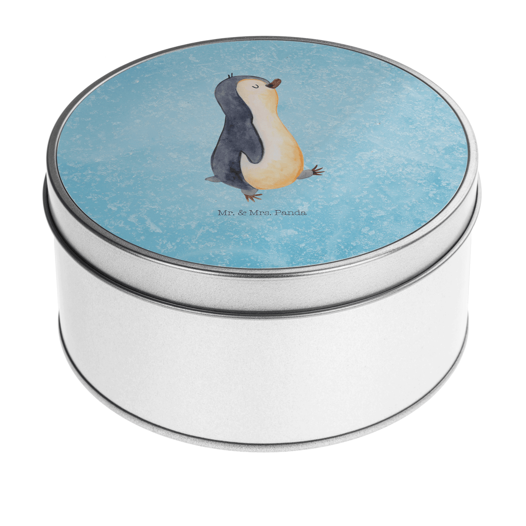 Blechdose rund Pinguin marschierend Metalldose, Keksdose, Dose, Vorratsdose, Geschenkbox, Pinguin, Pinguine, Frühaufsteher, Langschläfer, Bruder, Schwester, Familie