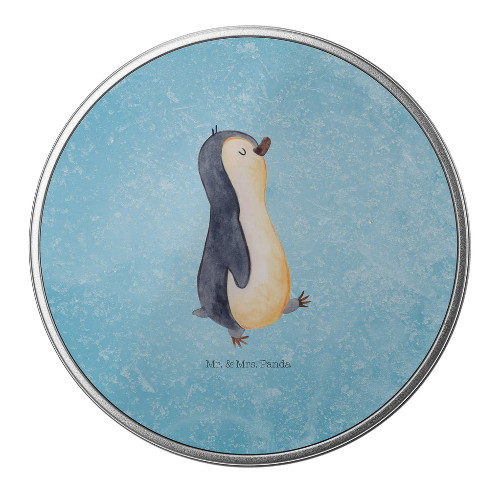 Blechdose rund Pinguin marschierend Metalldose, Keksdose, Dose, Vorratsdose, Geschenkbox, Pinguin, Pinguine, Frühaufsteher, Langschläfer, Bruder, Schwester, Familie