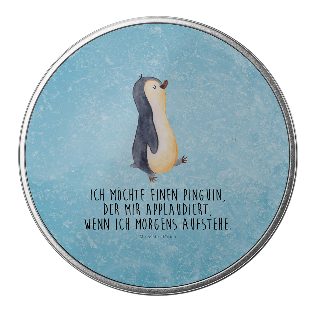 Blechdose rund Pinguin marschierend Metalldose, Keksdose, Dose, Vorratsdose, Geschenkbox, Pinguin, Pinguine, Frühaufsteher, Langschläfer, Bruder, Schwester, Familie
