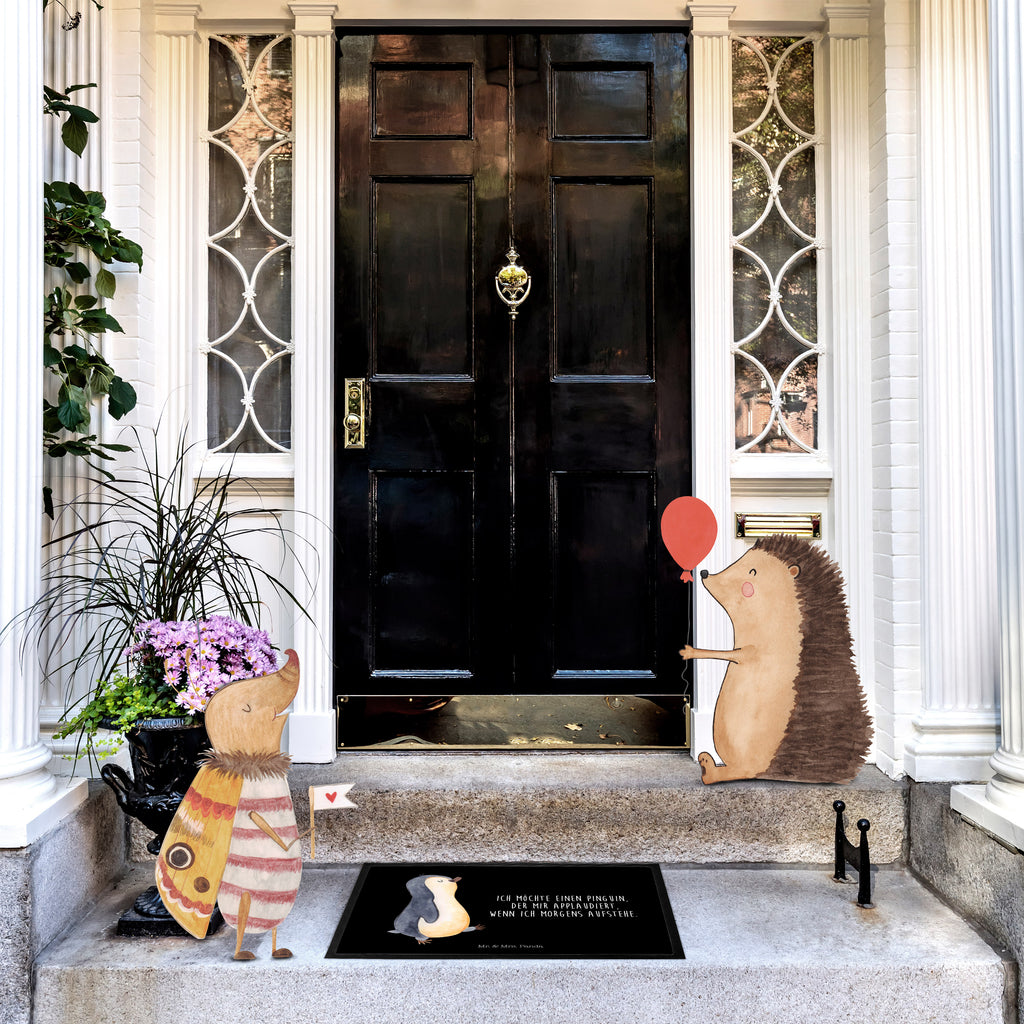 Fußmatte Pinguin marschierend Türvorleger, Schmutzmatte, Fußabtreter, Matte, Schmutzfänger, Fußabstreifer, Schmutzfangmatte, Türmatte, Motivfußmatte, Haustürmatte, Vorleger, Pinguin, Pinguine, Frühaufsteher, Langschläfer, Bruder, Schwester, Familie