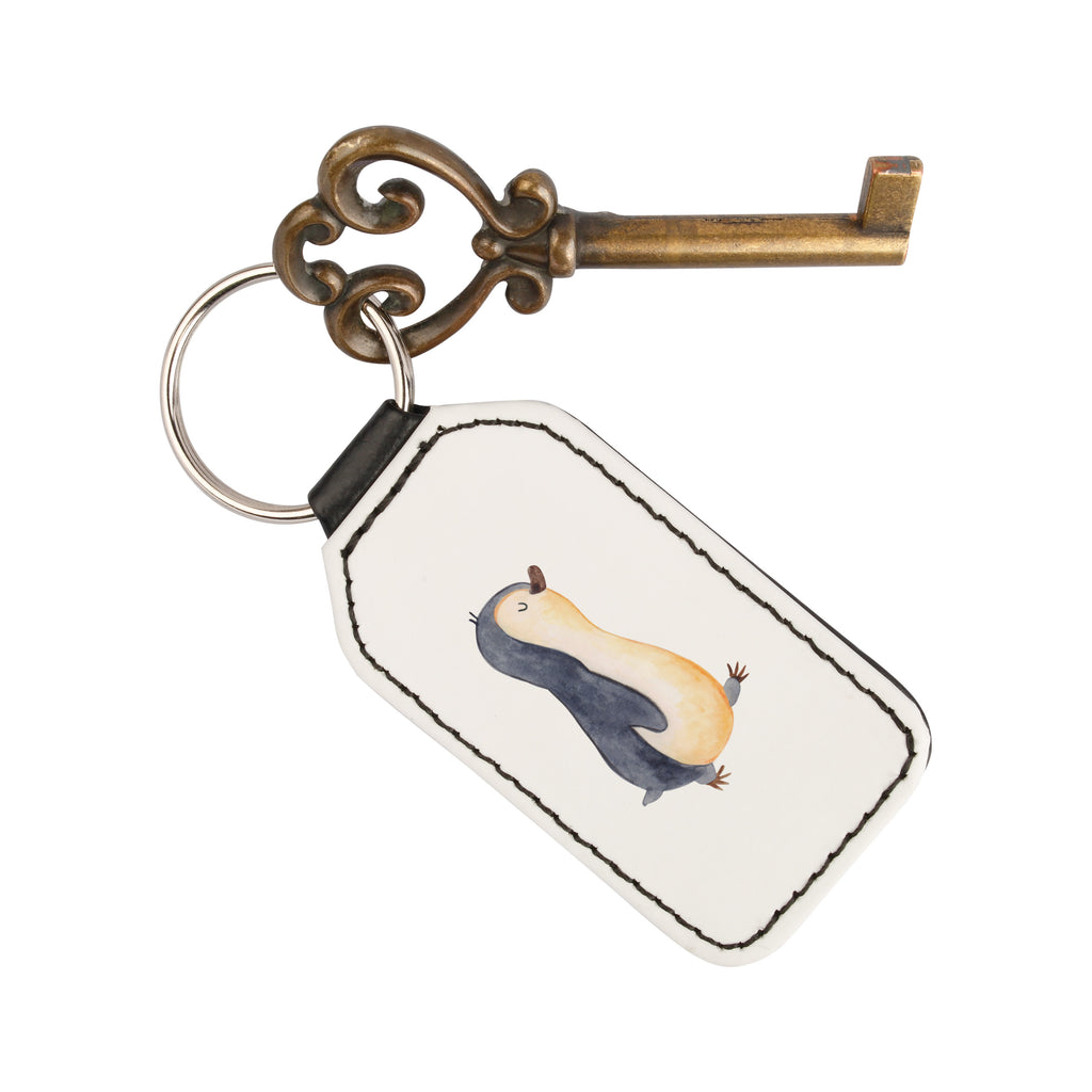 Rechteckig Schlüsselanhänger Pinguin marschierend Schlüsselanhänger, Anhänger, Taschenanhänger, Glücksbringer, Schutzengel, Pinguin, Pinguine, Frühaufsteher, Langschläfer, Bruder, Schwester, Familie