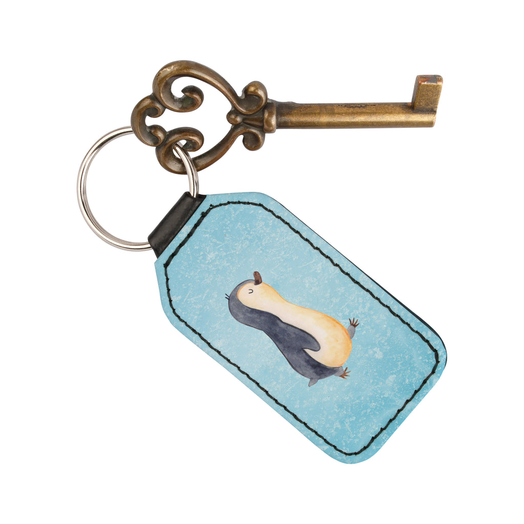 Rechteckig Schlüsselanhänger Pinguin marschierend Schlüsselanhänger, Anhänger, Taschenanhänger, Glücksbringer, Schutzengel, Pinguin, Pinguine, Frühaufsteher, Langschläfer, Bruder, Schwester, Familie