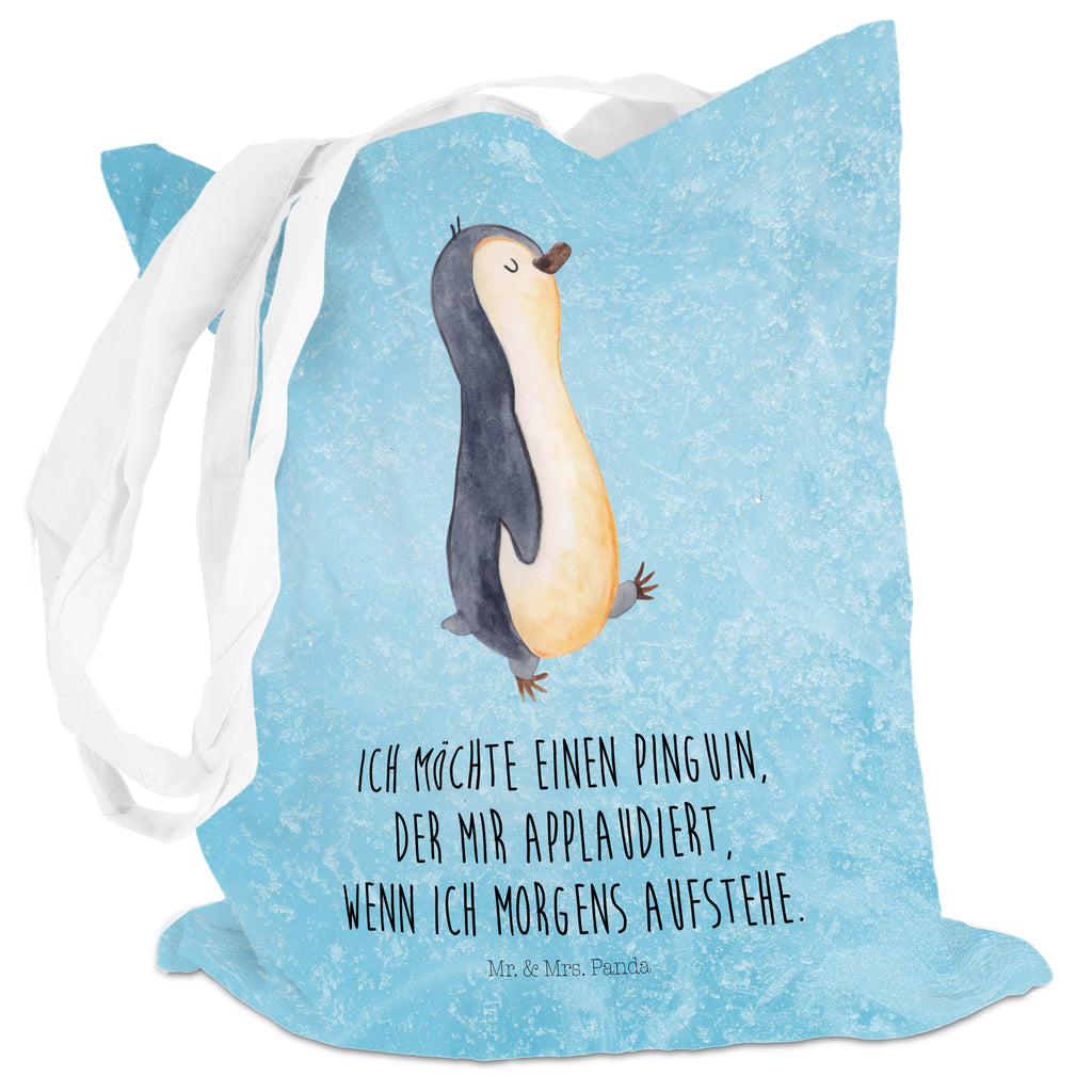 Tragetasche Pinguin marschierend Beuteltasche, Beutel, Einkaufstasche, Jutebeutel, Stoffbeutel, Pinguin, Pinguine, Frühaufsteher, Langschläfer, Bruder, Schwester, Familie