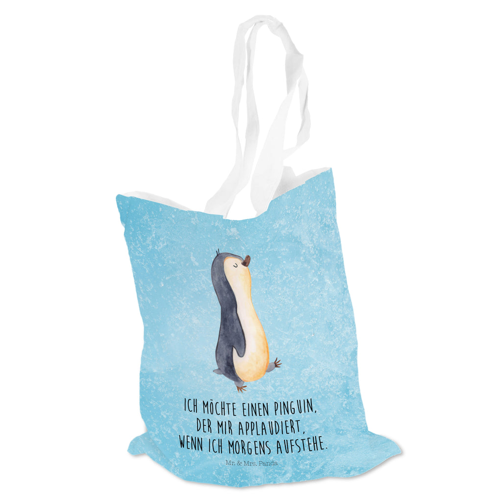 Tragetasche Pinguin marschierend Beuteltasche, Beutel, Einkaufstasche, Jutebeutel, Stoffbeutel, Pinguin, Pinguine, Frühaufsteher, Langschläfer, Bruder, Schwester, Familie