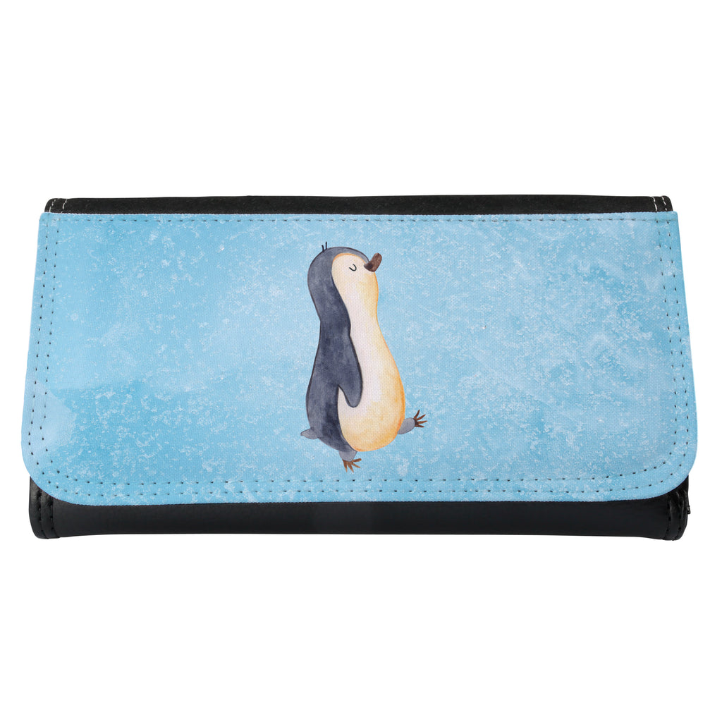 Damen Portemonnaie Pinguin marschierend Portemonnaie, Portemonee, Geldbörse, Damen, Groß, XXL, Geldbeutel, Portemonnaies, Pinguin, Pinguine, Frühaufsteher, Langschläfer, Bruder, Schwester, Familie