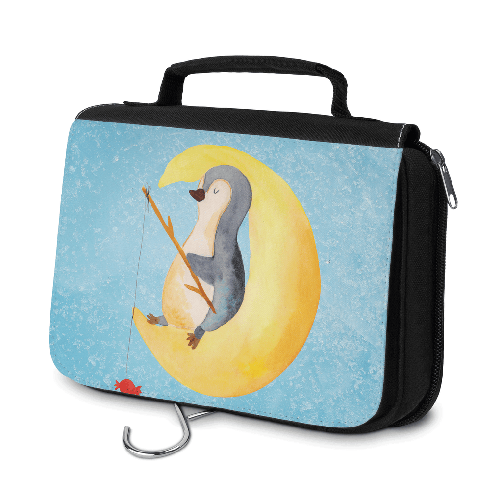Kulturbeutel Pinguin Mond Kulturbeutel, Zum Aufhängen, Waschtasche, Kosmetiktasche, Damen, Herren, Aufbewahrungstasche, Schminktasche, Kosmetikbeutel, Organizer, Kulturtasche, Schminkutensil, Pinguin, Pinguine, Spruch, schlafen, Nachtruhe, Einschlafen, Schlafzimmer, Schlafstörungen, Gästezimmer