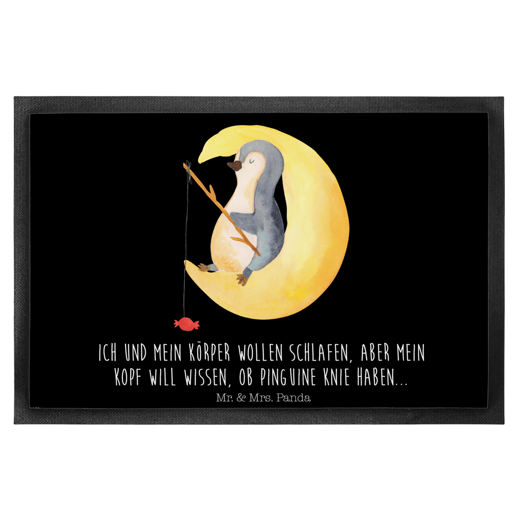 Fußmatte Pinguin Mond Türvorleger, Schmutzmatte, Fußabtreter, Matte, Schmutzfänger, Fußabstreifer, Schmutzfangmatte, Türmatte, Motivfußmatte, Haustürmatte, Vorleger, Pinguin, Pinguine, Spruch, schlafen, Nachtruhe, Einschlafen, Schlafzimmer, Schlafstörungen, Gästezimmer