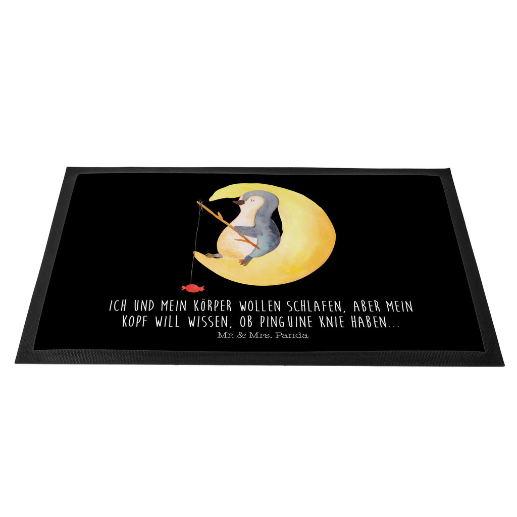 Fußmatte Pinguin Mond Türvorleger, Schmutzmatte, Fußabtreter, Matte, Schmutzfänger, Fußabstreifer, Schmutzfangmatte, Türmatte, Motivfußmatte, Haustürmatte, Vorleger, Pinguin, Pinguine, Spruch, schlafen, Nachtruhe, Einschlafen, Schlafzimmer, Schlafstörungen, Gästezimmer