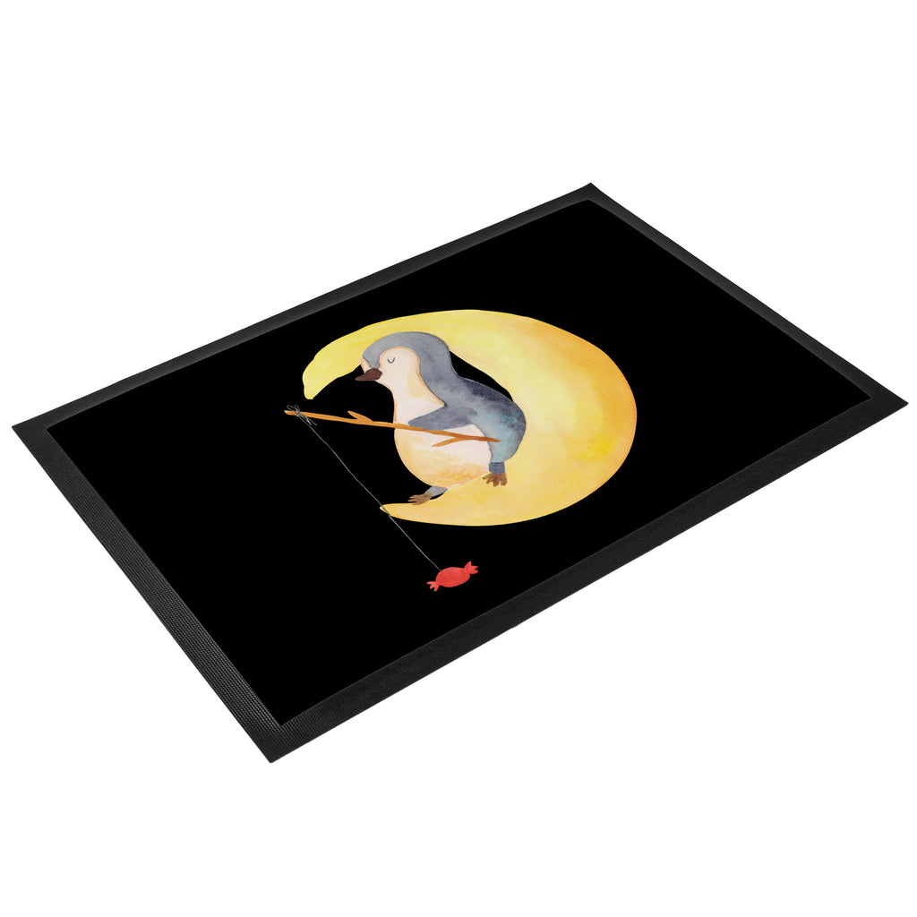 Fußmatte Pinguin Mond Türvorleger, Schmutzmatte, Fußabtreter, Matte, Schmutzfänger, Fußabstreifer, Schmutzfangmatte, Türmatte, Motivfußmatte, Haustürmatte, Vorleger, Pinguin, Pinguine, Spruch, schlafen, Nachtruhe, Einschlafen, Schlafzimmer, Schlafstörungen, Gästezimmer