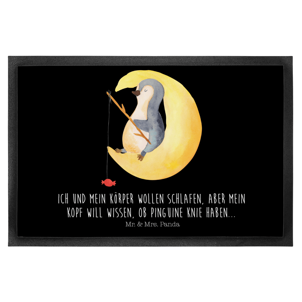 Fußmatte Pinguin Mond Türvorleger, Schmutzmatte, Fußabtreter, Matte, Schmutzfänger, Fußabstreifer, Schmutzfangmatte, Türmatte, Motivfußmatte, Haustürmatte, Vorleger, Pinguin, Pinguine, Spruch, schlafen, Nachtruhe, Einschlafen, Schlafzimmer, Schlafstörungen, Gästezimmer