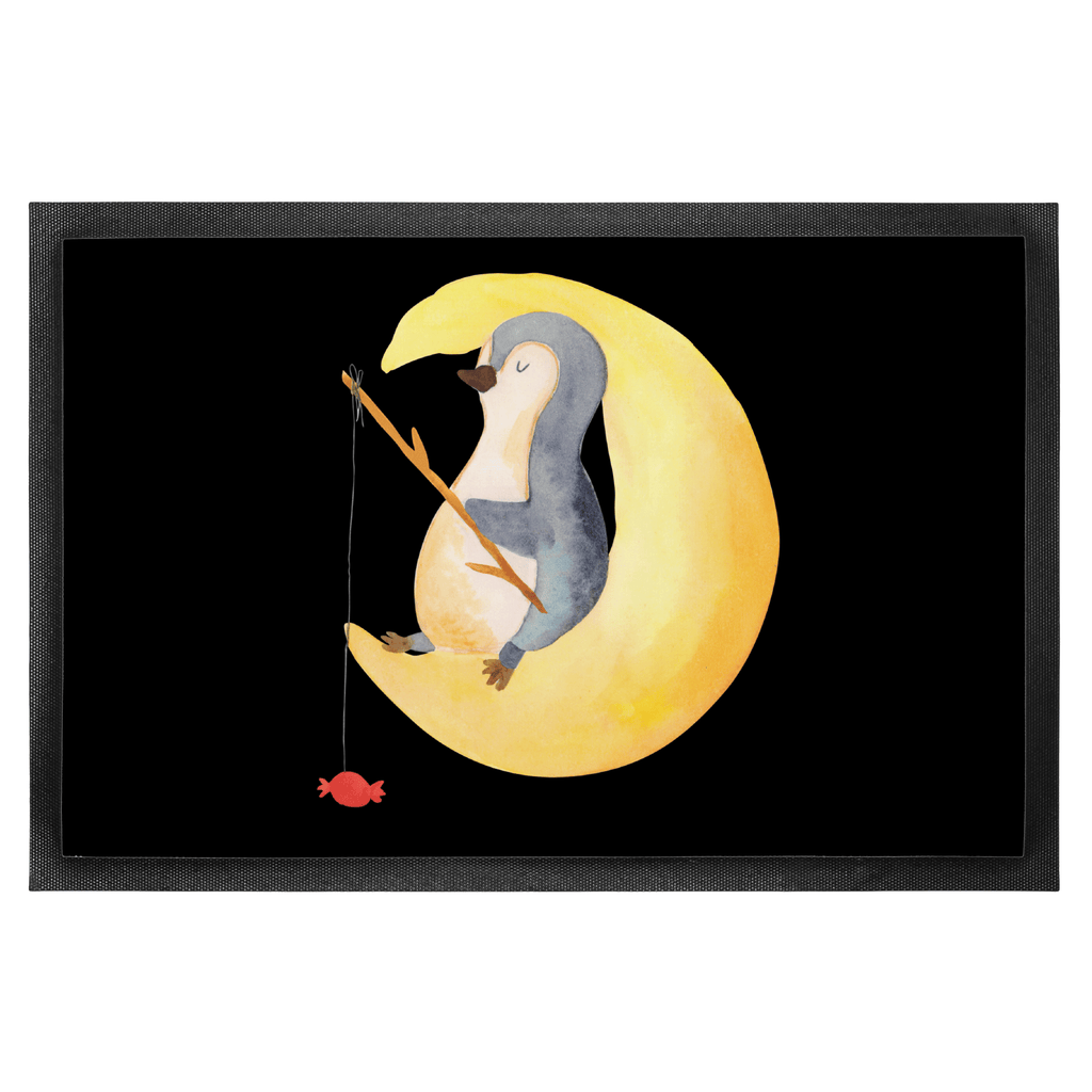 Fußmatte Pinguin Mond Türvorleger, Schmutzmatte, Fußabtreter, Matte, Schmutzfänger, Fußabstreifer, Schmutzfangmatte, Türmatte, Motivfußmatte, Haustürmatte, Vorleger, Pinguin, Pinguine, Spruch, schlafen, Nachtruhe, Einschlafen, Schlafzimmer, Schlafstörungen, Gästezimmer