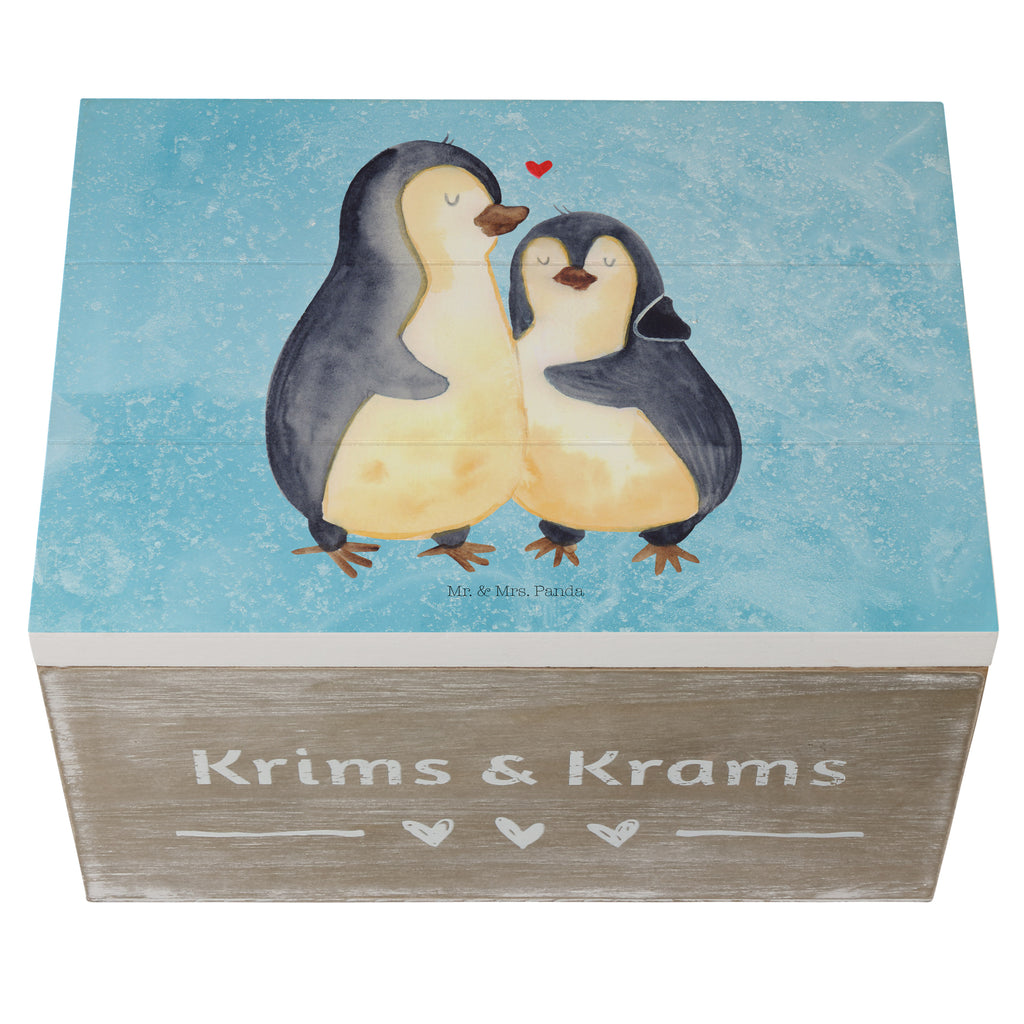 Holzkiste Pinguin umarmend Holzkiste, Kiste, Schatzkiste, Truhe, Schatulle, XXL, Erinnerungsbox, Erinnerungskiste, Dekokiste, Aufbewahrungsbox, Pinguin, Liebe, Liebespaar, Liebesbeweis, Liebesgeschenk, Verlobung, Jahrestag, Hochzeitstag, Hochzeit, Hochzeitsgeschenk