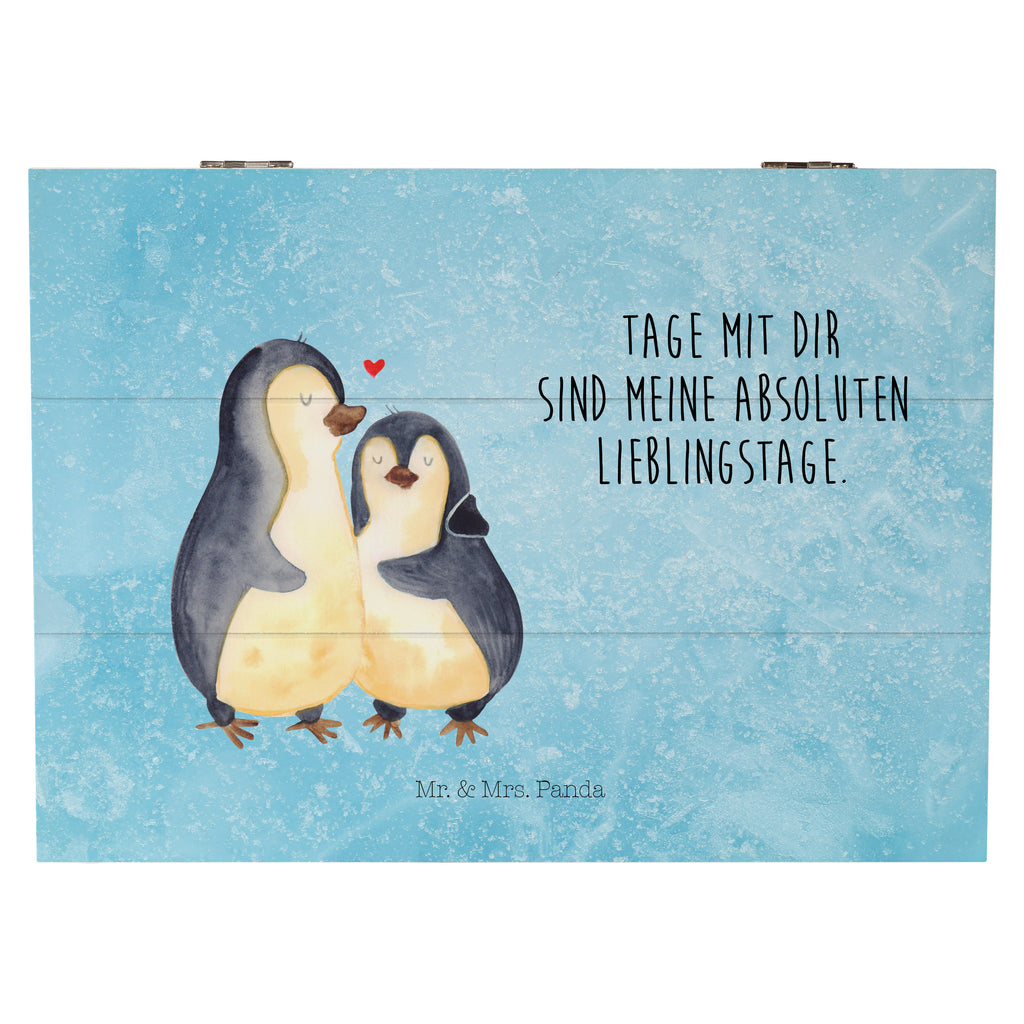 Holzkiste Pinguin umarmend Holzkiste, Kiste, Schatzkiste, Truhe, Schatulle, XXL, Erinnerungsbox, Erinnerungskiste, Dekokiste, Aufbewahrungsbox, Pinguin, Liebe, Liebespaar, Liebesbeweis, Liebesgeschenk, Verlobung, Jahrestag, Hochzeitstag, Hochzeit, Hochzeitsgeschenk